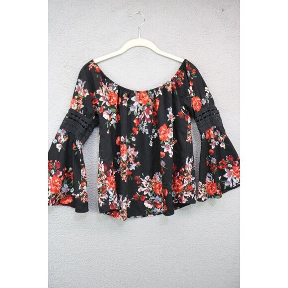 Active USA Long Belled Sleeve Silky Top-Crochet-Size Small-Whimsigoth - Picture 1 of 10